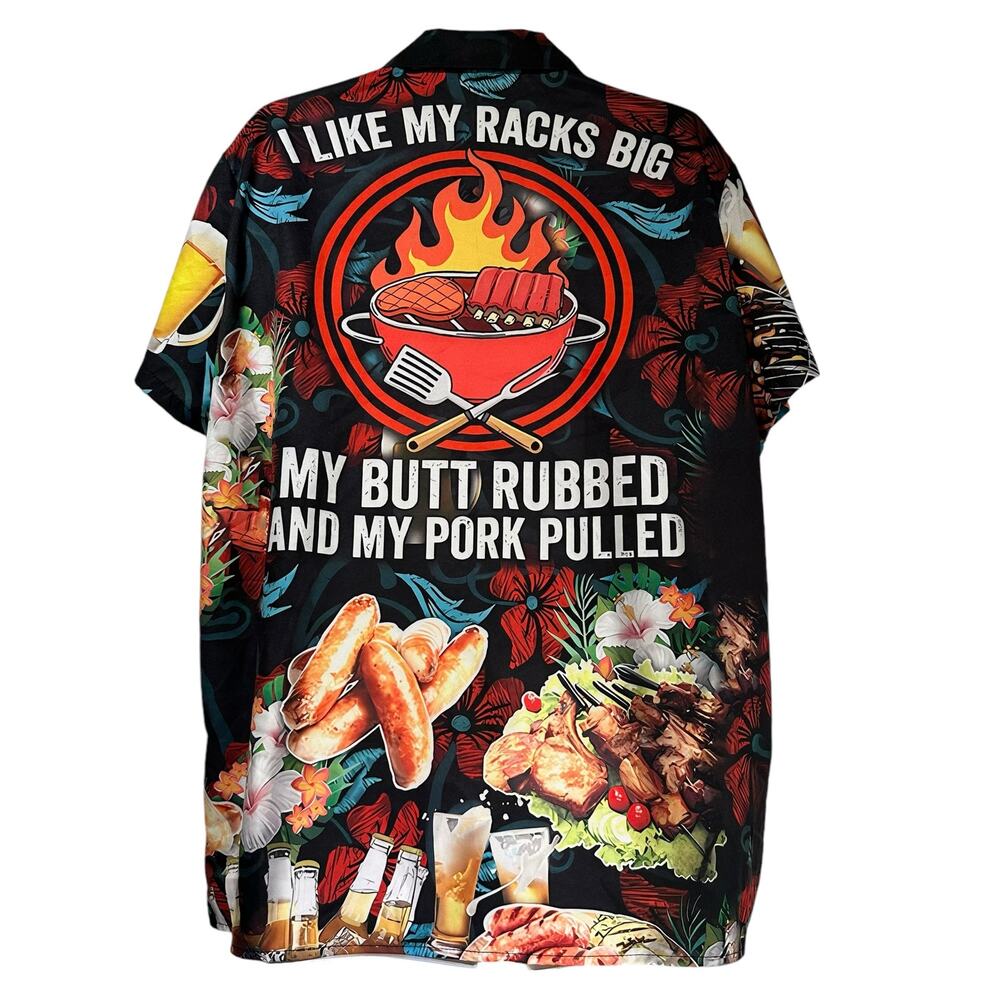 Barbecue Food BBQ Grilling Hawaiian button up Shirt Size XXL